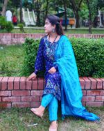 ব্লক প্রিন্ট থ্রিপিচ (Unstitch) - Image 4