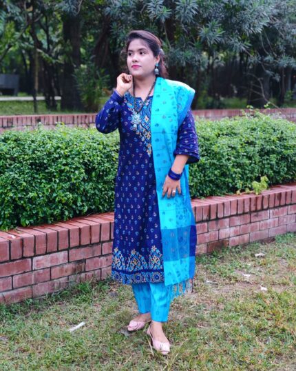 ব্লক প্রিন্ট থ্রিপিচ (Unstitch)